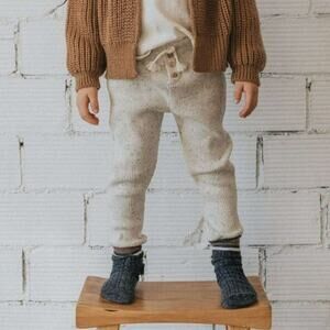 NWT BUHO Soft Rib Leggings Natural 4Y